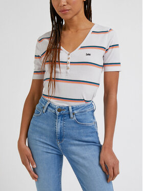Lee Lee Тишърт L44KIQA40 Сив Slim Fit