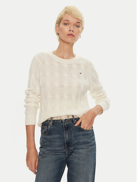 Tommy Hilfiger Tommy Hilfiger Svetr WW0WW43586 Écru Regular Fit