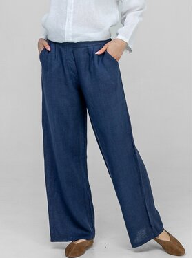 Perso Perso Kalhoty z materiálu PTE266362F Tmavomodrá Wide Leg
