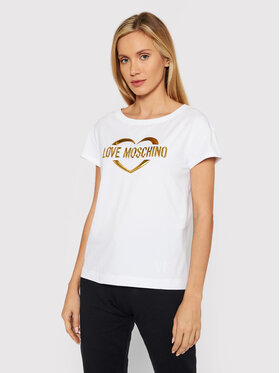 LOVE MOSCHINO LOVE MOSCHINO T-Shirt W4F302RE 1951 Biały Regular Fit