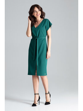 Lenitif Lenitif Sukienka L032 Zielony Regular Fit