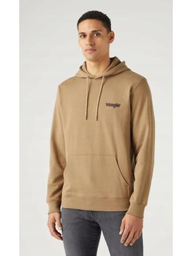 Wrangler Wrangler Bluza Logo Hoodie Brązowy Hoodie Fit
