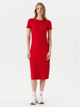 Tommy Jeans Tommy Jeans Rochie de zi DW0DW19721 Roșu Slim Fit