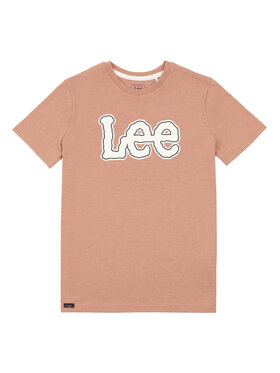 Lee Lee T-Shirt Large Puff Print LEE0138 Brązowy Regular Fit