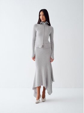 La Mania La Mania Spódnica midi MALORIE Szary jasny Basic Fit