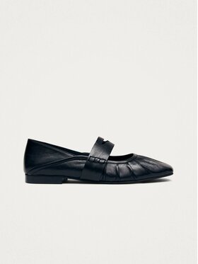 ALOHAS ALOHAS Baleriny Bargo Black Leather Ballet Flats Czarny