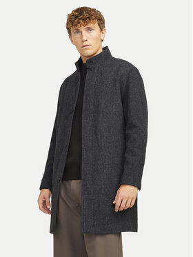 Jack&Jones Jack&Jones Gyapjú kabát Wilson 12259449 Fekete Regular Fit