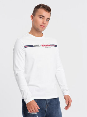 Ombre Ombre Longsleeve OM-LSPT-0119 Biały Regular Fit