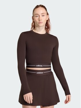 adidas adidas Bluzka Hyperglam Cropped Brązowy Fitted Fit