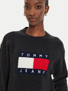 Tommy Jeans Pulover Flag DW0DW18681 Črna Relaxed Fit