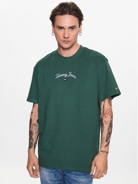Tommy Jeans Tommy Jeans T-krekls Serif Flag DM0DM16835 Zaļš Regular Fit