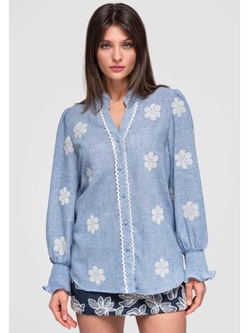 Ombre Ombre Koszula OW-SH-E0054 Niebieski Loose Fit