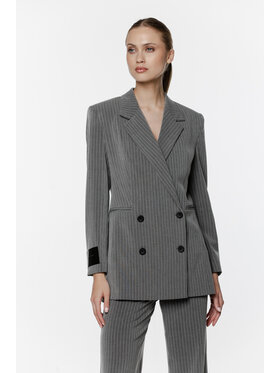 Pilawski Pilawski Marynarka MARYNARKA W PRĄŻEK SZARA DAMSKA Szary Slim Fit