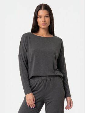 BASICLO BASICLO Longsleeve W-2309-690 Szary ciemny Oversize
