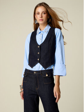 Oltre Oltre Marynarka L403R000072N034 Niebieski Cropp Fit