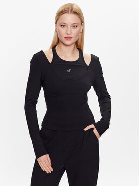 Calvin Klein Jeans Calvin Klein Jeans Blúzka J20J221416 Čierna Slim Fit