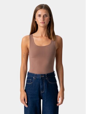 TeeShoppen TeeShoppen Top 'Basic Collection' Brązowy Slim Fit