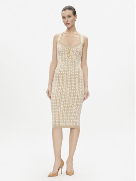 Elisabetta Franchi Elisabetta Franchi Rochie tricotată AM-55Z-41E2-V460 Bej Slim Fit