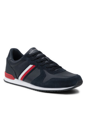 Tommy Hilfiger Tommy Hilfiger Sneakersy Iconic Leather Runner FM0FM03272 Granatowy