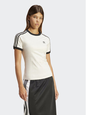 adidas adidas Marškinėliai 3-Stripes IR8104 Balta Slim Fit