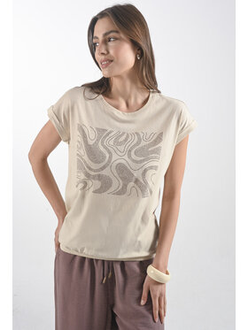 Femestage Femestage T-Shirt Femestage AB BASE TSH1532-015 Beżowy Regular Fit