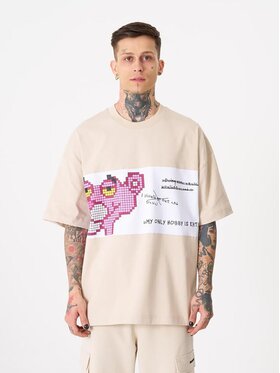 Machinist Machinist T-Shirt Koszulka Z Krótkim Rękawem Oversize Męska Beżowa Machinist Pink Panther S Brązowy Oversize