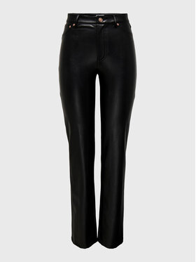 ONLY ONLY Кожени панталони Emily 15267216 Черен Regular Fit
