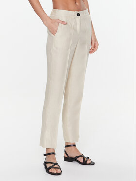 Marella Marella Medžiaginės kelnės Garbata 2331311132 Smėlio Slim Fit