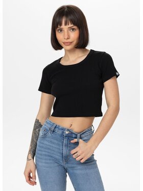 PITBULL PITBULL T-Shirt Koszulka damska Rib CROPPED XS Czarny Regular Fit