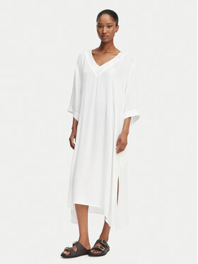 Selmark Selmark Плажна рокля V-Neck BN395 Бял Relaxed Fit