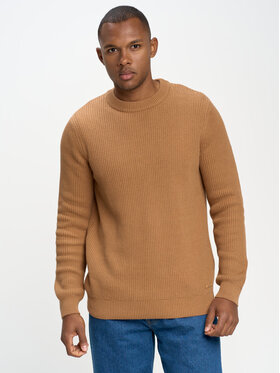 BIG STAR BIG STAR Sweter RIKO_803_160 Brązowy Basic Fit