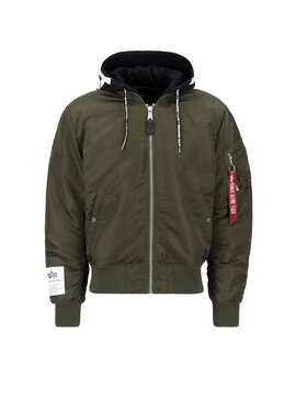 Alpha Industries Alpha Industries Kurtka bomber MA-1 Zip Hood Print Bomber Jacket Zielony Slim Fit