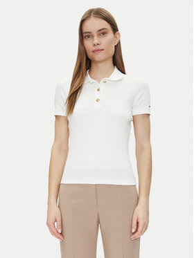 Tommy Hilfiger Tommy Hilfiger Poloshirt Slim Gold Button Polo Ss WW0WW45436 Weiß Regular Fit