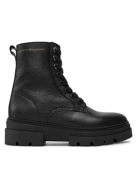 Tommy Hilfiger Tommy Hilfiger Μποτάκια Bicolor Leather Lace-Up FW0FW08160 Μαύρο