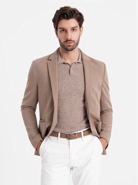 Ombre Ombre Marynarka OM-BLZB-0127 Beżowy Regular Fit