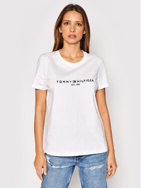Tommy Hilfiger Tommy Hilfiger Marškinėliai Heritage C-Nk WW0WW31999 Balta Regular Fit