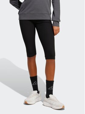 adidas adidas Legginsy Seasonal Essentials Rib Capri Czarny Fitted Fit