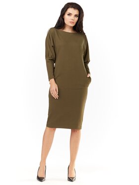 Awama Awama Úpletové šaty A206 Khaki Basic Fit