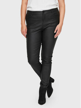 Vero Moda Curve Vero Moda Curve Nohavice z imitácie kože Seven 10223326 Čierna Slim Fit