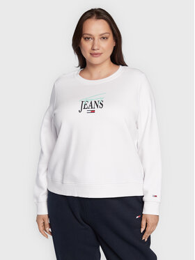 Tommy Jeans Curve Tommy Jeans Curve Pulóver Essential Logo DW0DW12033 Fehér Regular Fit
