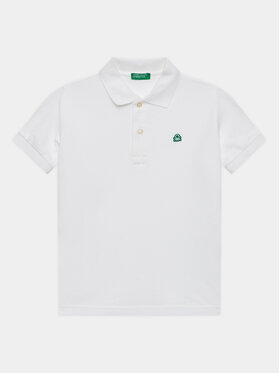 United Colors Of Benetton United Colors Of Benetton Тениска с яка и копчета 3089C300Q Бял Regular Fit