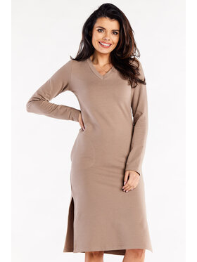 Infinite You Infinite You Sukienka dzianinowa M313 Brązowy Basic Fit