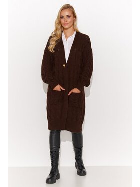 Makadamia Makadamia Kardigan S134 Brązowy Classic Fit