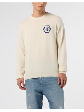PHILIPP PLEIN PHILIPP PLEIN Sweter 29047 Biały Regular Fit