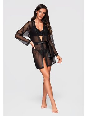 Ombre Ombre Szlafrok LW-NWRB-0104 Czarny Regular Fit