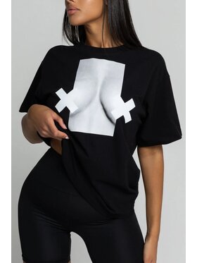 Chiara Wear Chiara Wear T-Shirt T-shirt bawełniany oversize XX BOOBIES Czarny Oversize