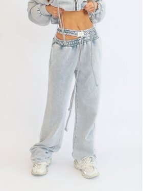 MissDenim MissDenim Spodnie dresowe Double Belt Sweatpants Szary Oversize