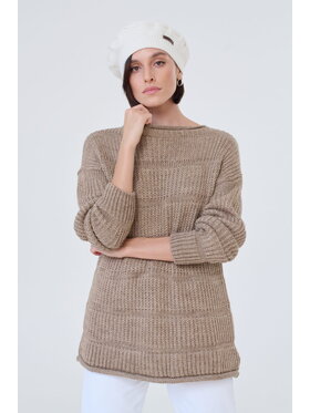 blue shadow blue shadow Sweter Ramka BS Beżowy Standard Fit