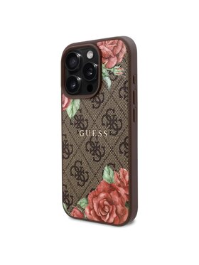Guess Guess Etui na telefon 4G Flowers Print MagSafe Brązowy
