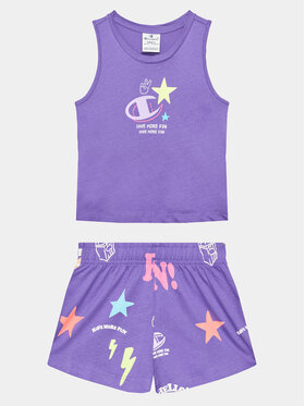 Champion Champion Marškinėlių ir šortų komplektas 404680 Violetinė Regular Fit